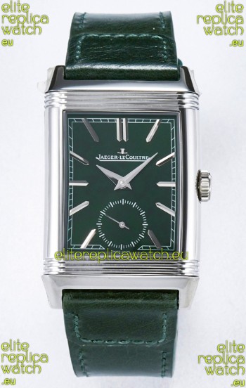 Jaeger-LeCoultre Reverso Super Clone DuoFace Green/White Steel Replica Watch 