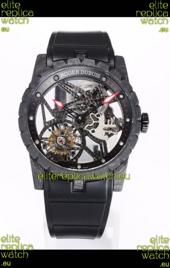 Roger Dubuis Excalibur Spider Flying Tourbillon Skeleton Carbon Casing 42MM 1:1 Mirror Swiss Watch
