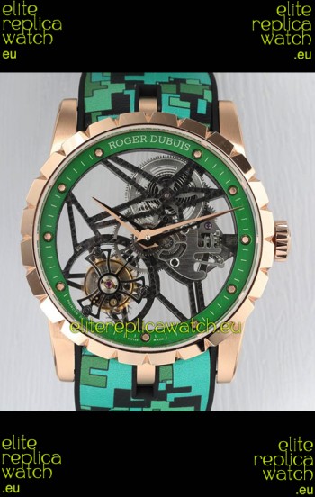 Roger Dubuis Excalibur Spider Flying Tourbillon Skeleton Rose Gold Casing 42MM 1:1 Mirror Swiss Watch