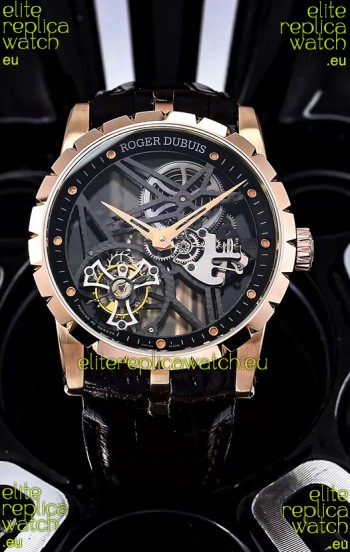 Roger Dubuis Excalibur Spider Flying Tourbillon Skeleton Rose Gold Casing 42MM 1:1 Mirror Swiss Watch