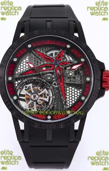 Roger Dubuis Excalibur Spider Pirelli Edition DLC Coated Titanium 1:1 Genuine Tourbillon Replica Watch 