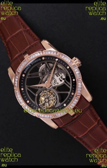 Roger Dubuis Excalibur Spider Flying Tourbillon Skeleton Rose Gold Titanium Casing 1:1 Mirror Swiss Watch