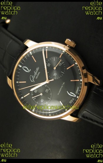 Glashuette Senator Japanese Replica Watch in 18K Pink Gold Case