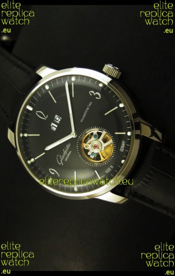 Glashuette Tourbillon Japanese Replica Watch in Black Dial