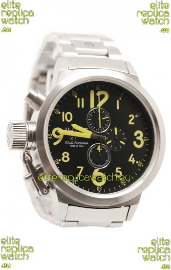 U-Boat Flightdeck Japanese Replica Steel Watch in Green Markers