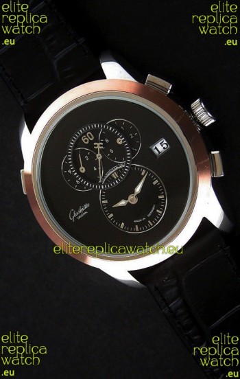 Glashuette ST. Steel Japanese Replica Watch in Black Dial