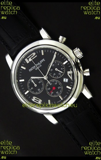 Patek Philippe Perpetual Calender Japanese Steel Watch in Black Dial