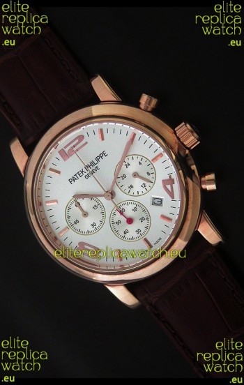 Patek Philippe Perpetual Calender Japanese Steel Watch in White Dial