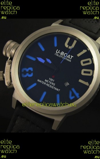 U Boat U-1001 Edition Japanese Drive Automatic Steel Watch in Blue Markers
