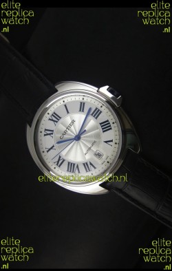 Cle De Cartier Watch 40MM Steel Case with Leather Steap - 1:1 Mirror Replica Watch