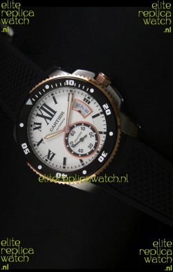 Calibre De Cartier Watch 42MM White Dial Two Tone Case - 1:1 Mirror Replica Watch