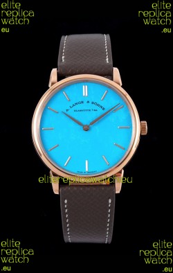 A.Lange & Sohne Saxonia Thin Swiss Replica Watch Rose Gold Case Tiffany Blue Dial
