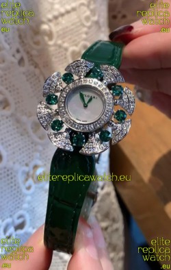 Bvlgari Divas's Dream Edition Watch in Steel Casing - Diamonds Paved Bezel Swiss Replica