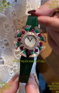 Bvlgari Divas's Dream Edition Watch in Rose Gold Casing - Diamonds Paved Bezel Swiss Replica