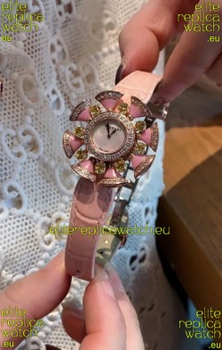 Bvlgari Divas's Dream Edition Watch in Rose Gold Casing - Diamonds Paved Bezel Swiss Replica