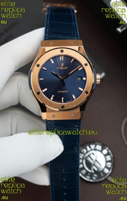 Hublot Super Clone Classic Fusion Titanium Rose Gold Blue Dial 42MM Watch