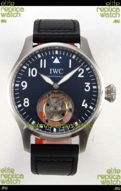 IWC Super Clone Portugese Hand-Wound Genuine Tourbillon Blue Dial Steel Casing Watch