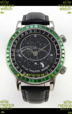 Patek Philippe Grand Complications 6102 Black Dial Green Diamonds Swiss Replica Watch 