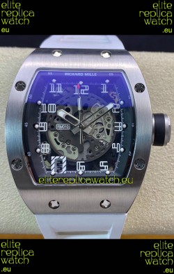 Richard Mille RM010 Stainless Steel Replica Watch in White Strap