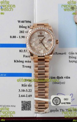 Rolex Datejust Super Clone Mossanites Butterfly Dial 31MM Rose Gold Watch 