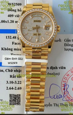 Rolex Day Date Super Clone Yelllow Gold Plated Custom Modified Diamonds Paved Watch