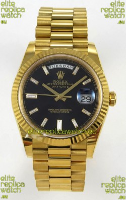Rolex Day Date Super Clone Black Dial 40MM 220 Grams Swiss Replica watch 