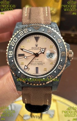 Rolex GMT Masters DiW Black Carbon Casing Swiss Replica Watch Beige Gray Dial 