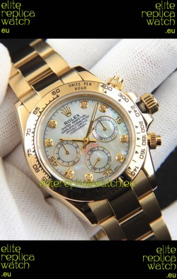 Rolex Daytona Japanese Movement Gold Casing Replica Watch in Mother of Pearl Dial 