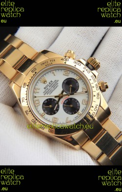 Rolex Daytona Japanese Movement Gold Casing Replica Watch in White Dial 