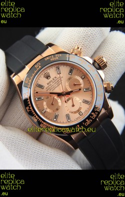 Rolex Daytona Japanese Movement Gold Casing Replica Watch in Champange Dial 