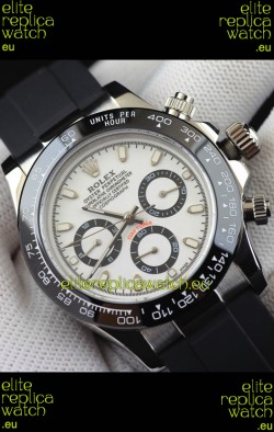 Rolex Daytona Japanese Movement Steel Casing Replica Watch in White Dial