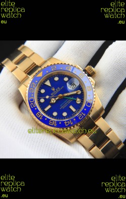 Rolex GMT Masters II Rose Gold Plating Japanese Replica Watch Blue Dial