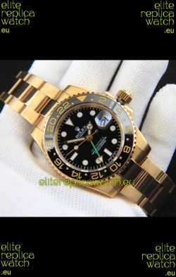 Rolex GMT Masters II Rose Gold Plating Japanese Replica Watch Black Dial