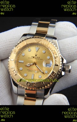 Rolex Yachtmaster Japanese Movement Watch in Two Tone Gold Casing - Gold dial 37MM