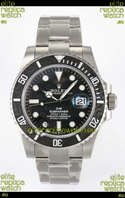Rolex Submariner DiW Sandblasted Steel Casing Carbon Fiber Bezel Watch Black Dial