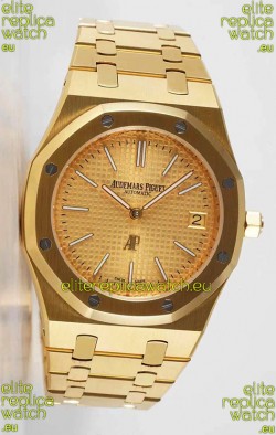 Audemars Piguet Royal Jumbo Oak Extra Thin Swiss Replica Yellow Gold - 1:1 Mirror Replica Watch Gold Dial
