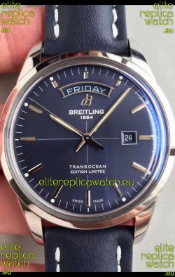 Breitling Transocean Day & Date Swiss Replica Watch in Aurora Blue Dial 1:1 Mirror Edition