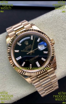 Rolex Day Date 40MM 228238a 1:1 Rose Gold in Black Dial 1:1 Mirror Replica Watch