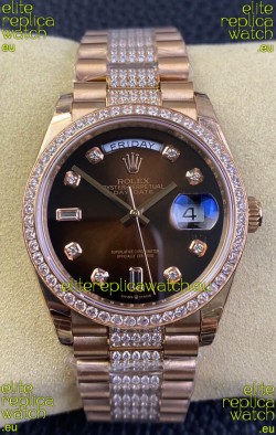 Rolex Day Date Presidential M128345rbr-0041 18K Rose Gold Watch 36MM - Brown Dial 1:1 Mirror Quality