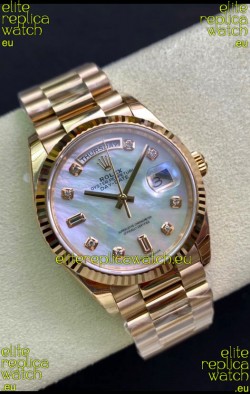 Rolex Day Date 36MM Rose Gold in White Mother of Pearl Dial 1:1 Mirror Replica Watch