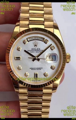 Rolex Day Date 36MM Yellow Gold M128238 in White Mother of Pearl Dial 1:1 Mirror Replica Watch