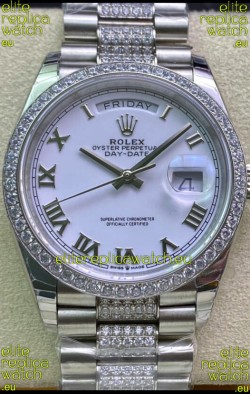 Rolex Day Date Presidential M128349RBR-0026 904L Steel 36MM - White Roman Dial 1:1 Mirror Quality