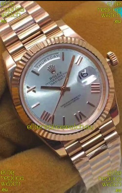 Rolex Day Date 40MM 228235 1:1 Rose Gold in Silver Dial 1:1 Mirror Replica Watch
