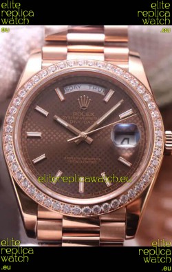 Rolex Day Date Presidential 904L Steel Rose Gold 40MM - Brown Dial 1:1 Mirror Quality Watch
