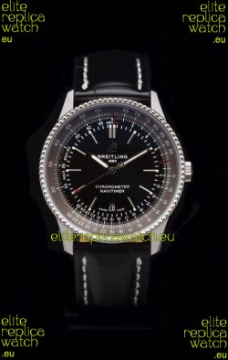 Breitling Navitimer 1 Automatic Swiss Replica Watch in Black Dial - Leather Strap