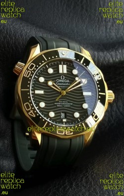 Omega Seamaster Super Clone 300M Master Chronometer Rose Gold Green Dial Watch 