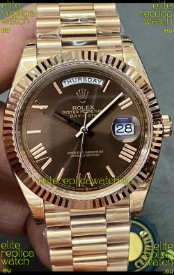 Rolex Day Date Presidential 18K Rose Gold Watch 40MM - Brown Dial 1:1 Mirror Quality