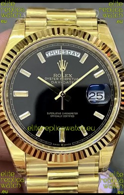 Rolex Day Date Presidential 18K Yellow Gold Watch 40MM - Black Dial 1:1 Mirror Quality