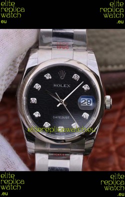Rolex Datejust 36MM Cal.3135 Movement Swiss Replica Watch in 904L Steel Casing - Black Computer Dial
