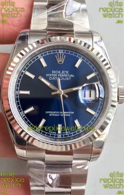 Rolex Datejust 36MM Cal.3135 Movement Swiss Replica Watch in 904L Steel Casing in Blue Dial